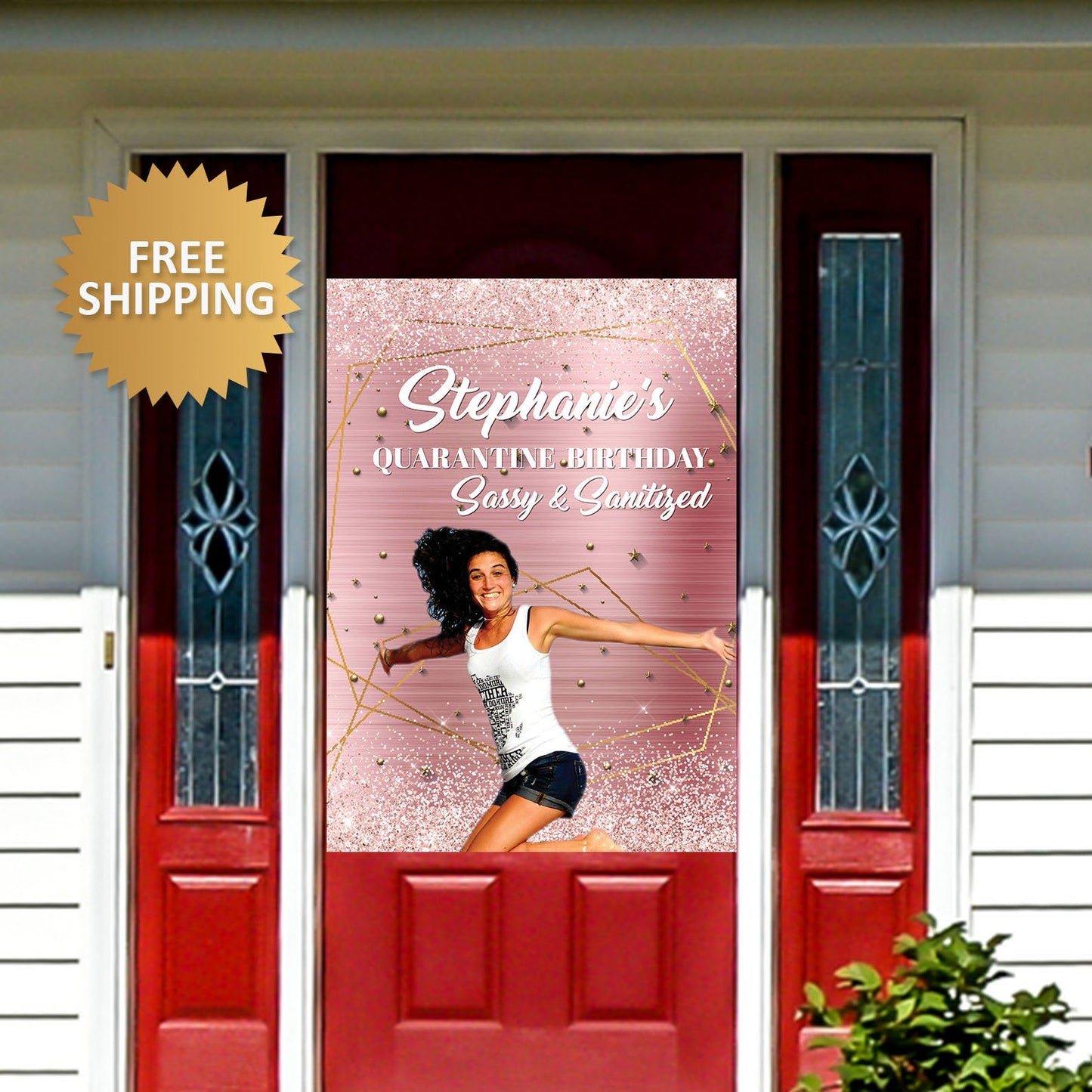 Rose Gold Birthday Door Banner, Birthday Photo Door Banner, 21st Birthday Door Banner, Birthday photo Sign, quarantine door banner
