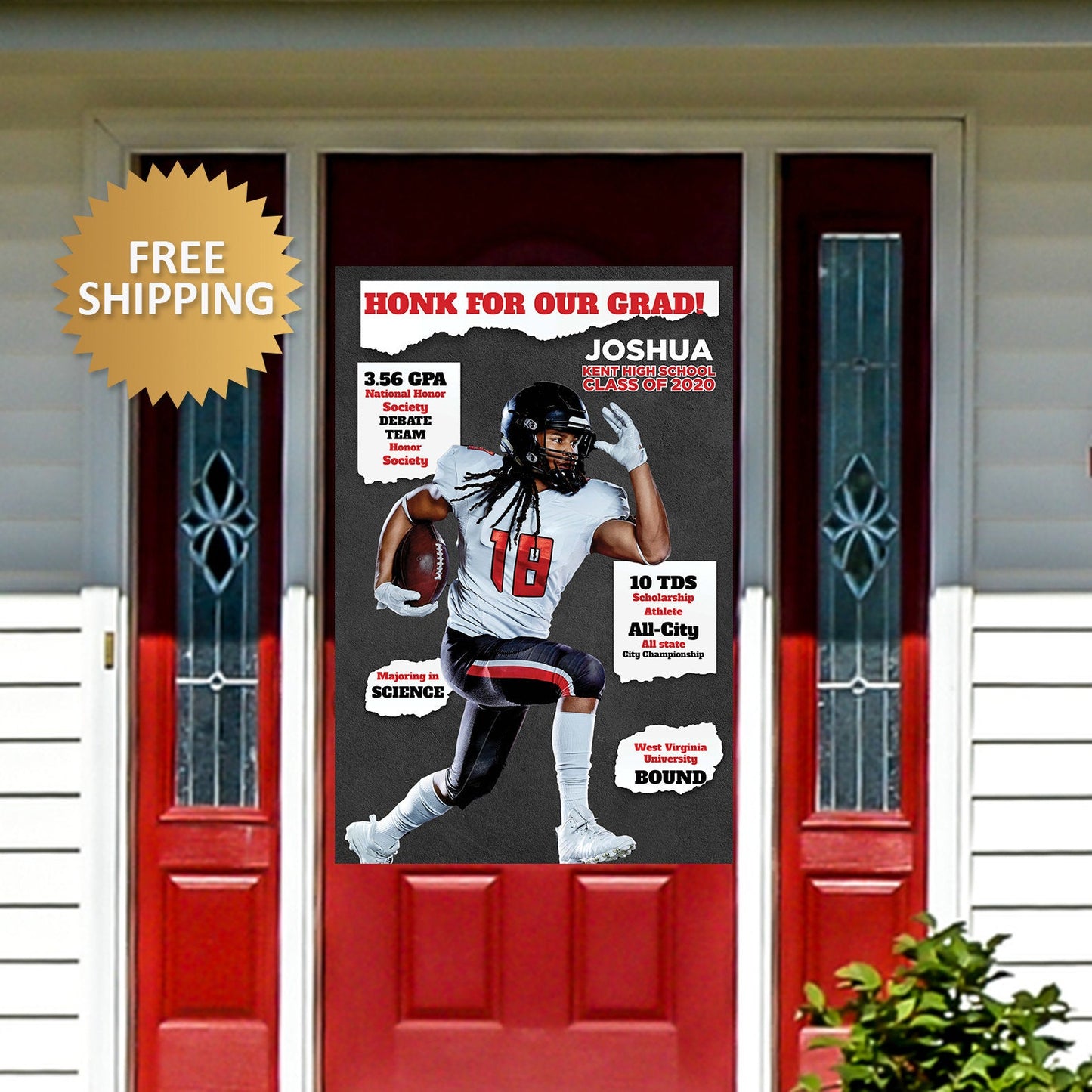 Graduation Photo Door Banner, Birthday Yard Sign, Football Team Yard Sign, Sports Birthday Sign, Football Door Banner, Honk Football Sign