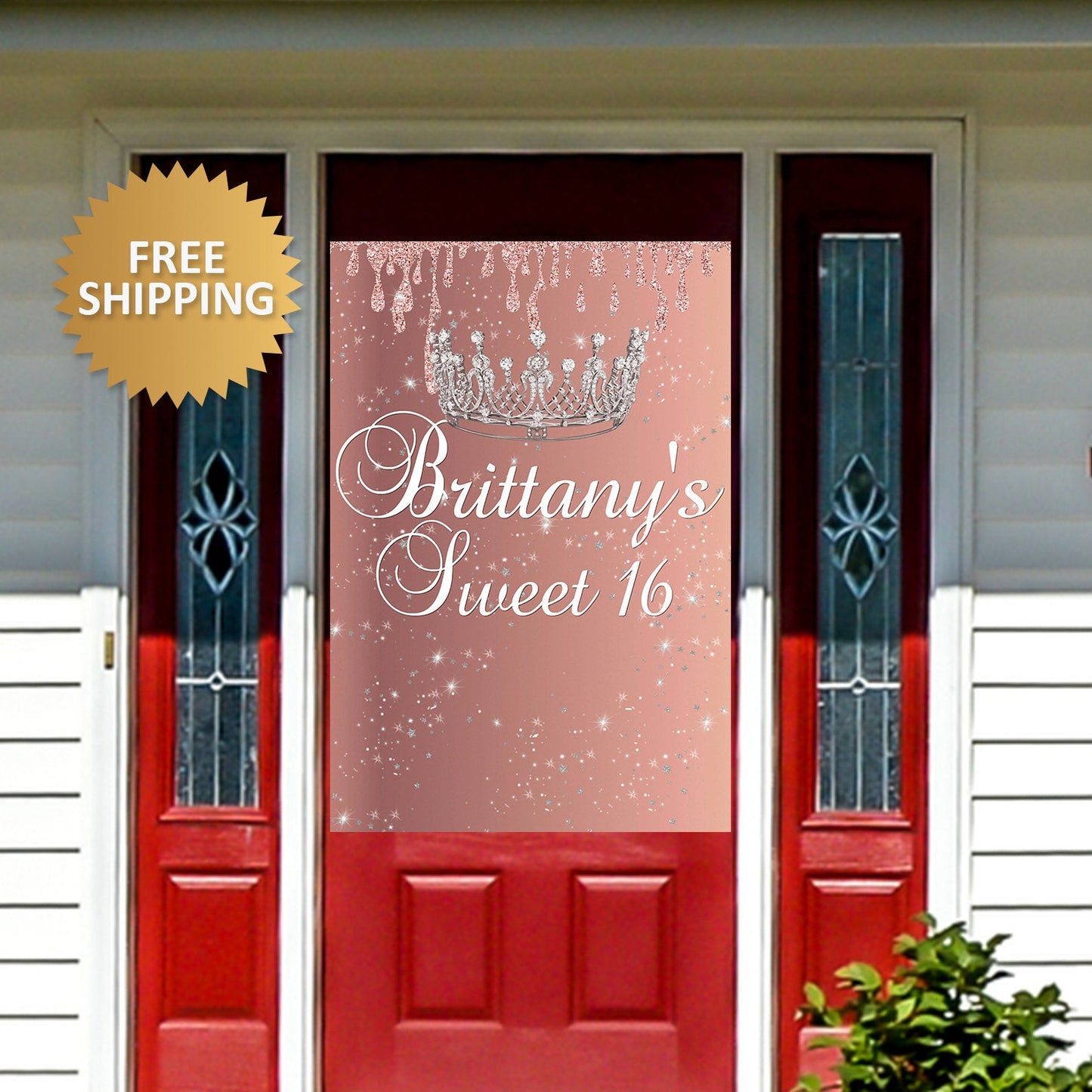 Sweet 16 Door banner, Sweet 16 banner, Sweet 16 Quarantine Sign, Sweet 16 Reveal banner, Quarantine door banner, Rose Gold Door banner