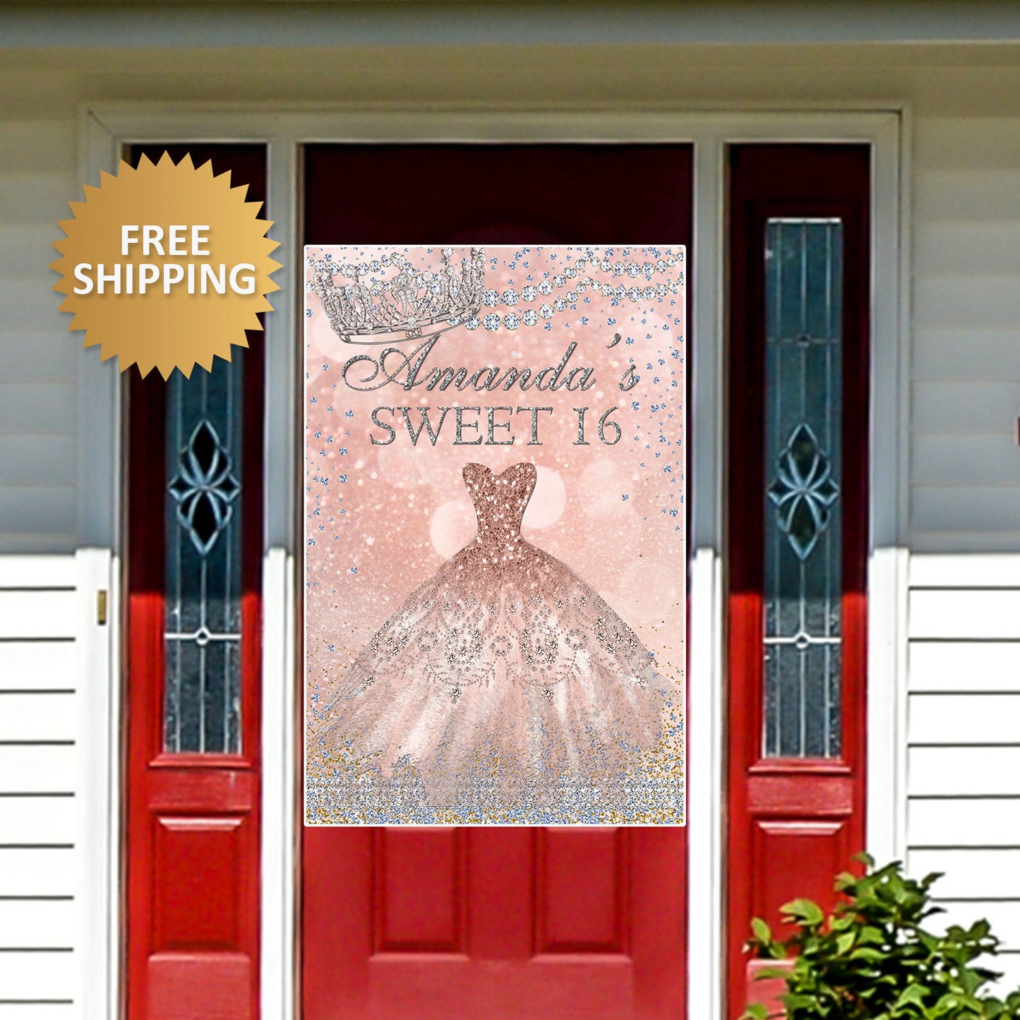 Sweet 16 Door Banner, Sweet 16 banner, Birthday Sweet 16 Door Banner, Sweet 16 Photo Door Banner, Rose Gold Door Banner, Honk yard Sign