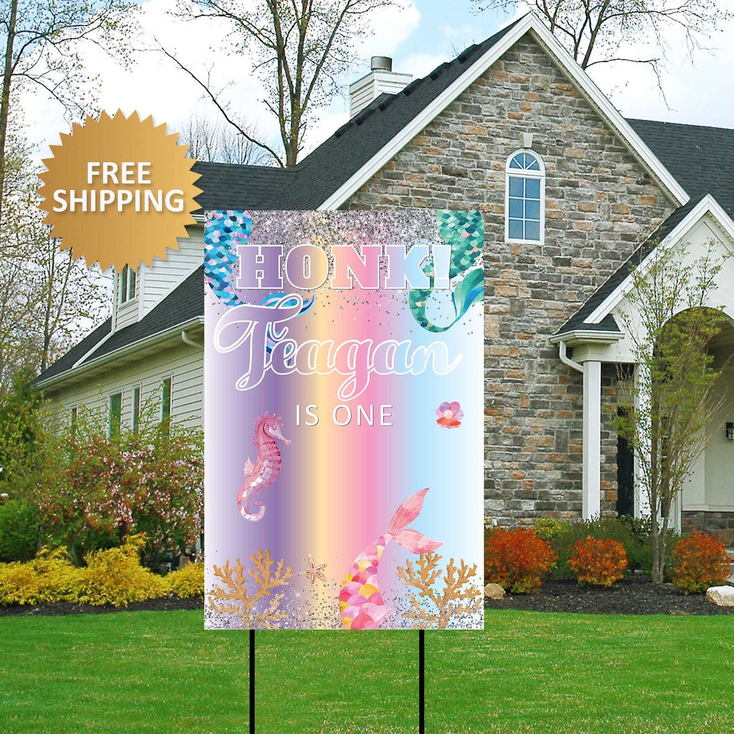 Mermaid Yard sign, Birthday Yard Sign, Honk Birthday Yard Sign, Foam Board Sign, Birthday photo yard sign, Photo Yard sign, Mermaid sign