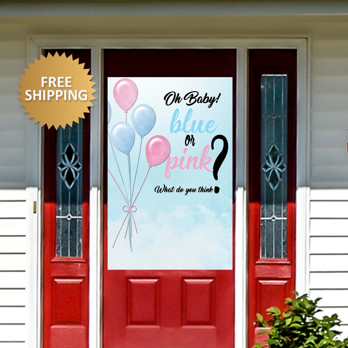 Gender Reveal Door banner, Baby Shower banner, Quarantine Sign, Gender Reveal banner,Quarantine door banner, Blue or Pink door banner