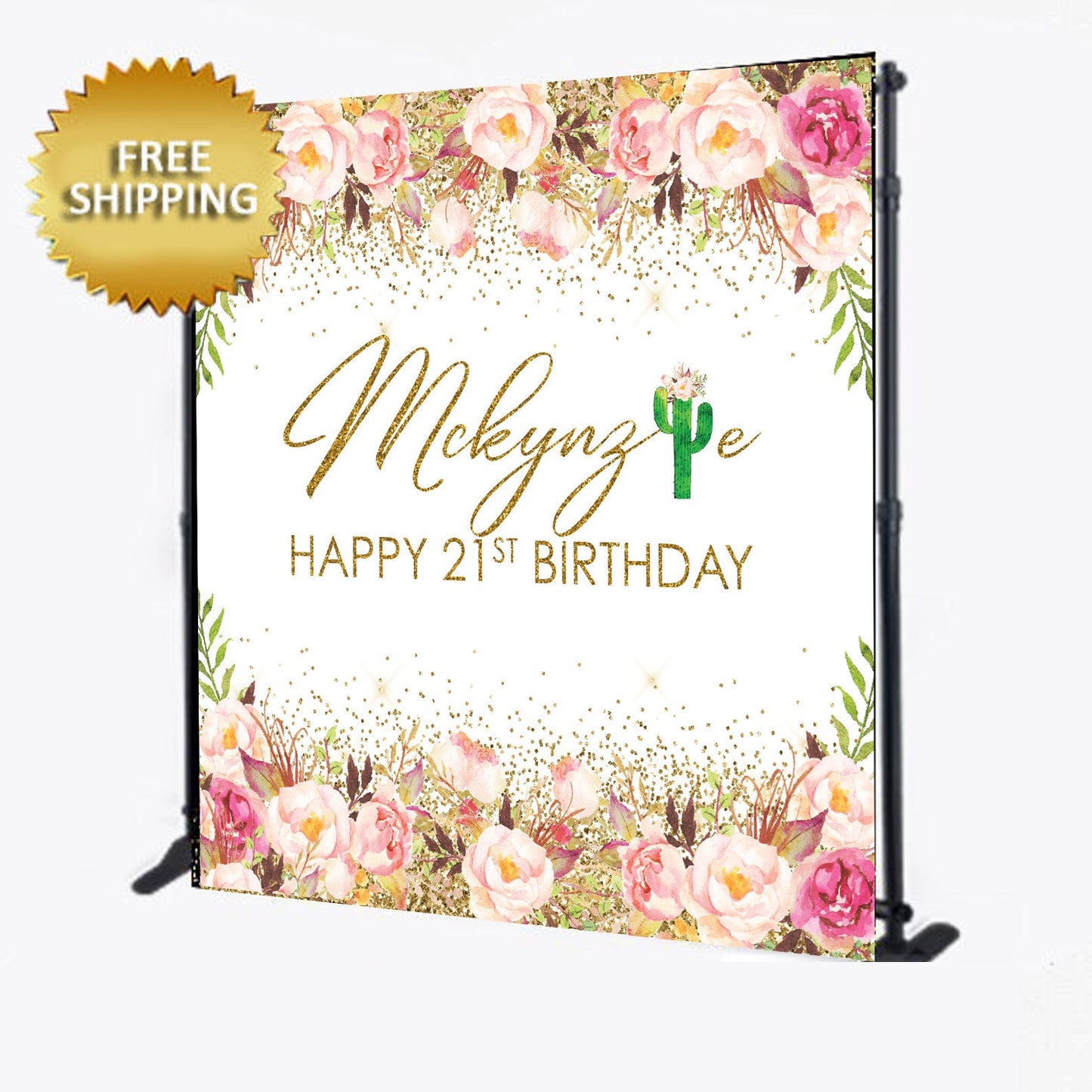 21st Birthday backdrop, 40th birthday backdrop, floral backdrop, floral banner, Birthday Backdrop, Birthday banner, rustic backdrop