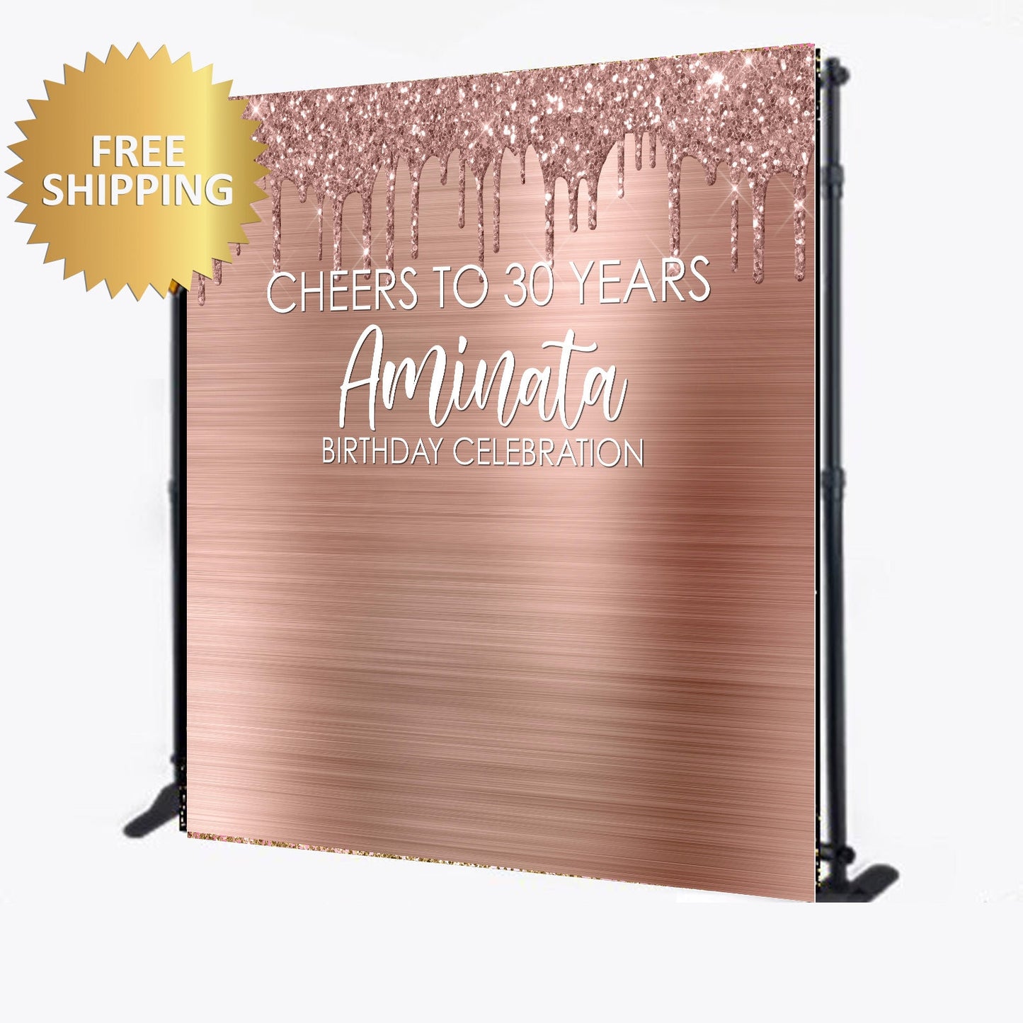 Rose Gold Step and repeat backdrop, 40th Birthday Step and Repeat, birthday backdrop, Cheers to 30 years backdrop Sweet 16 backdrop