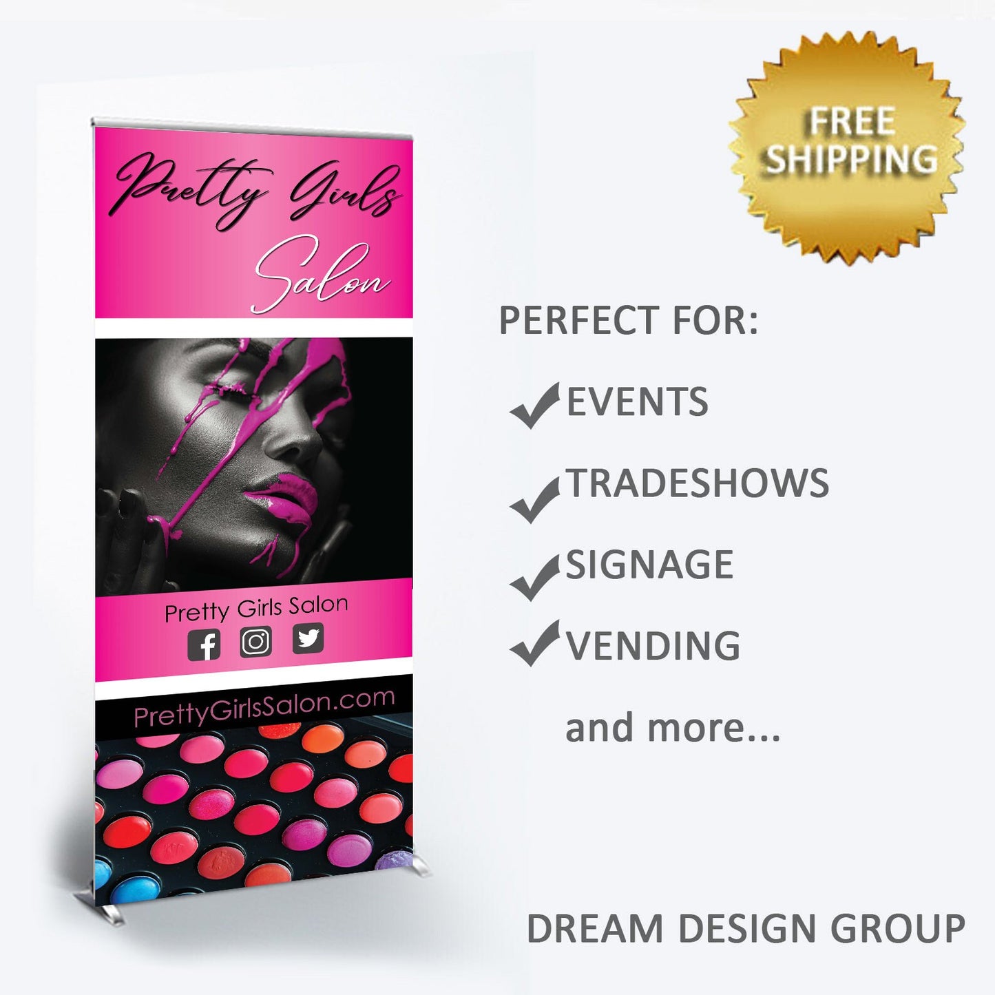 Hair banner, Pop up shop retractable banner, Trade show banner, Makeup retractable, Pop Up banner, Pop up shop retractable, Logo Backdrop