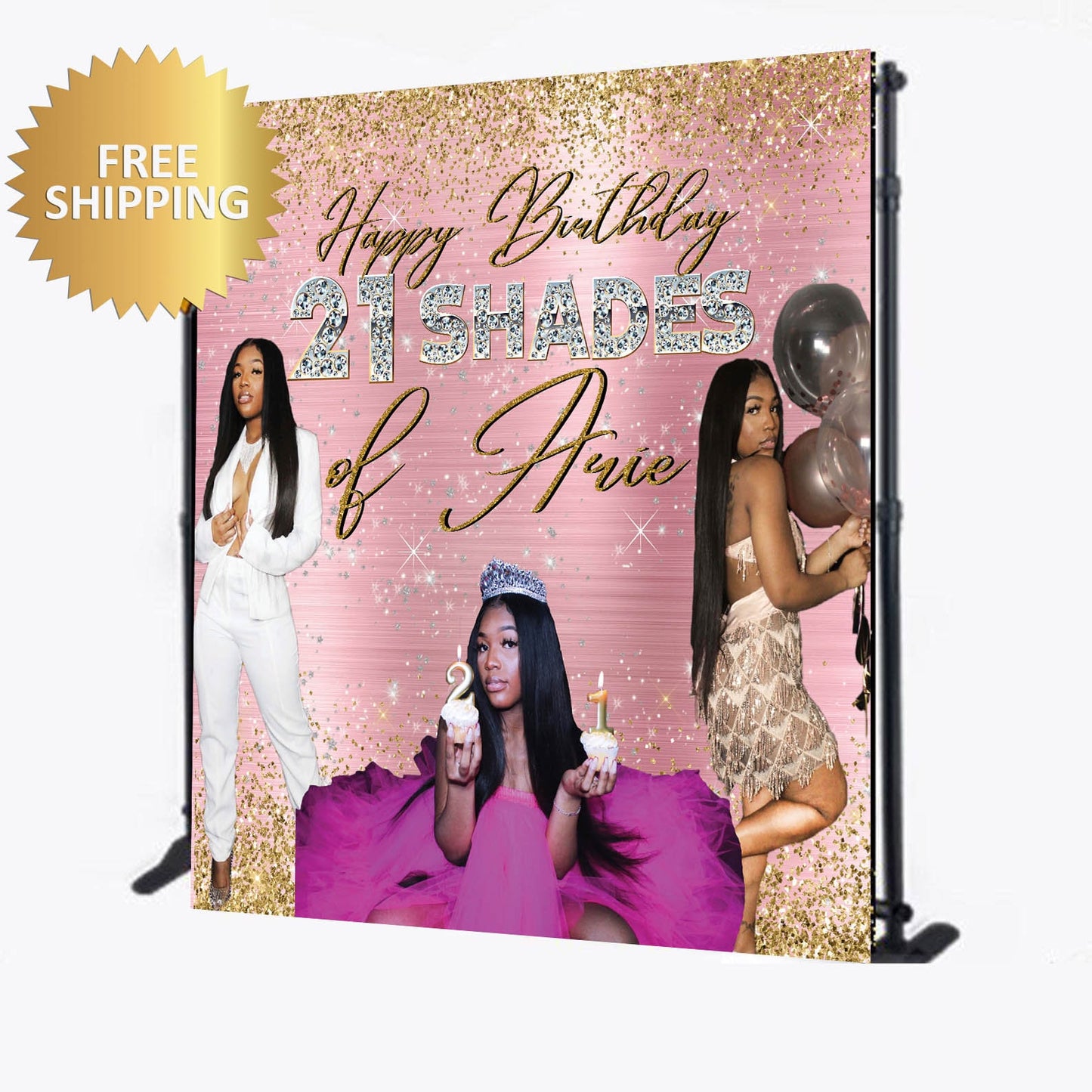 Photo backdrop, Photo step and repeat, Prom backdrop, Sweet 16 backdrop, 21st birthday step and repeat, rose gold backdrop
