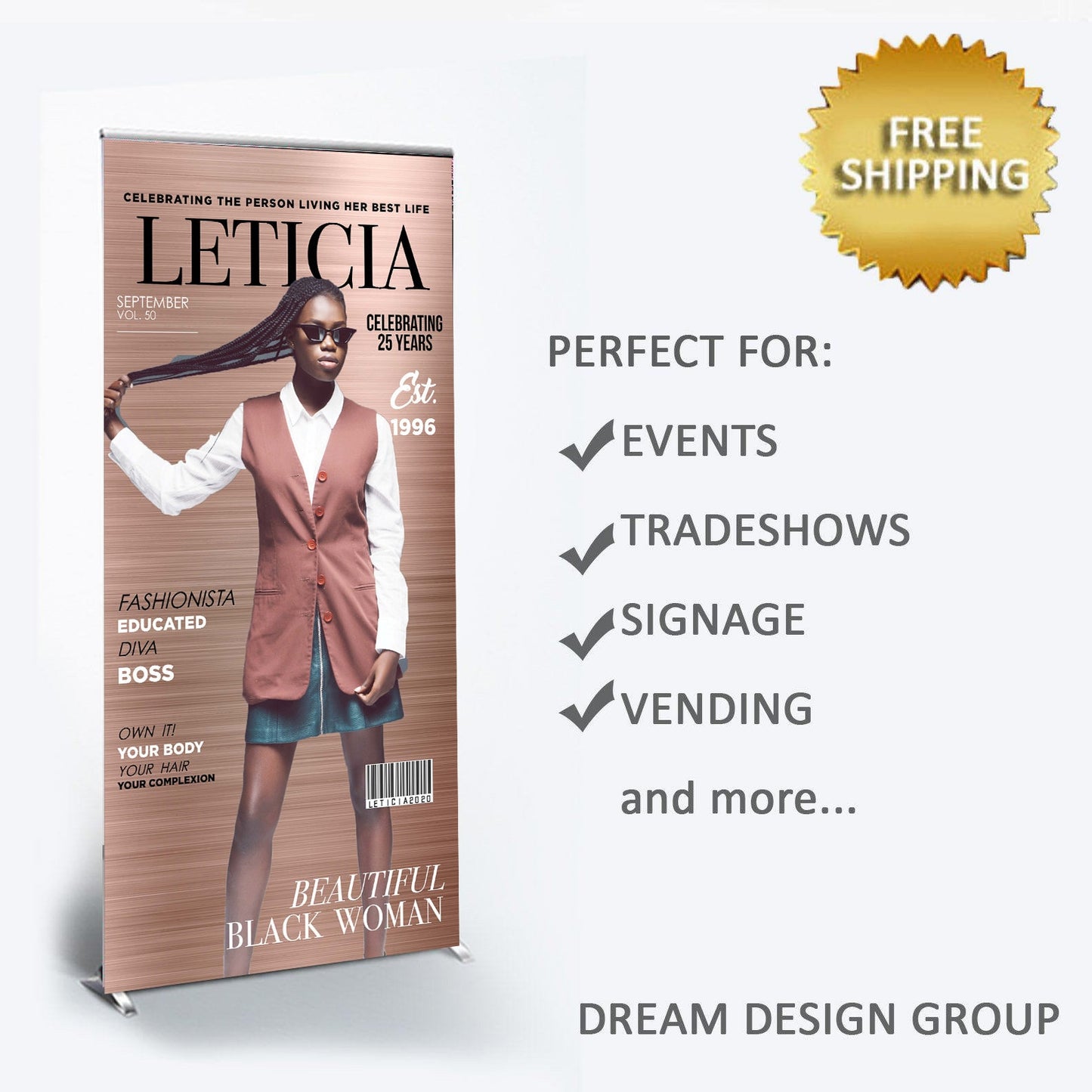 Magazine cover retractable banner, Magazine cover backdrop, Retractable banner, Pop up shop banner,Trade show banner, Retractable banner
