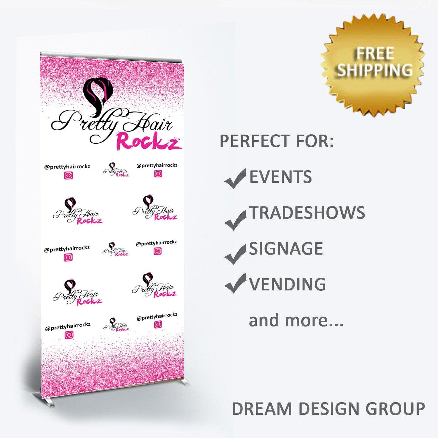 Pop up shop banner,Trade show banner, Logo Backdrop, Retractable banner, Business Retractable banner, Logo banner, hot pink retractable