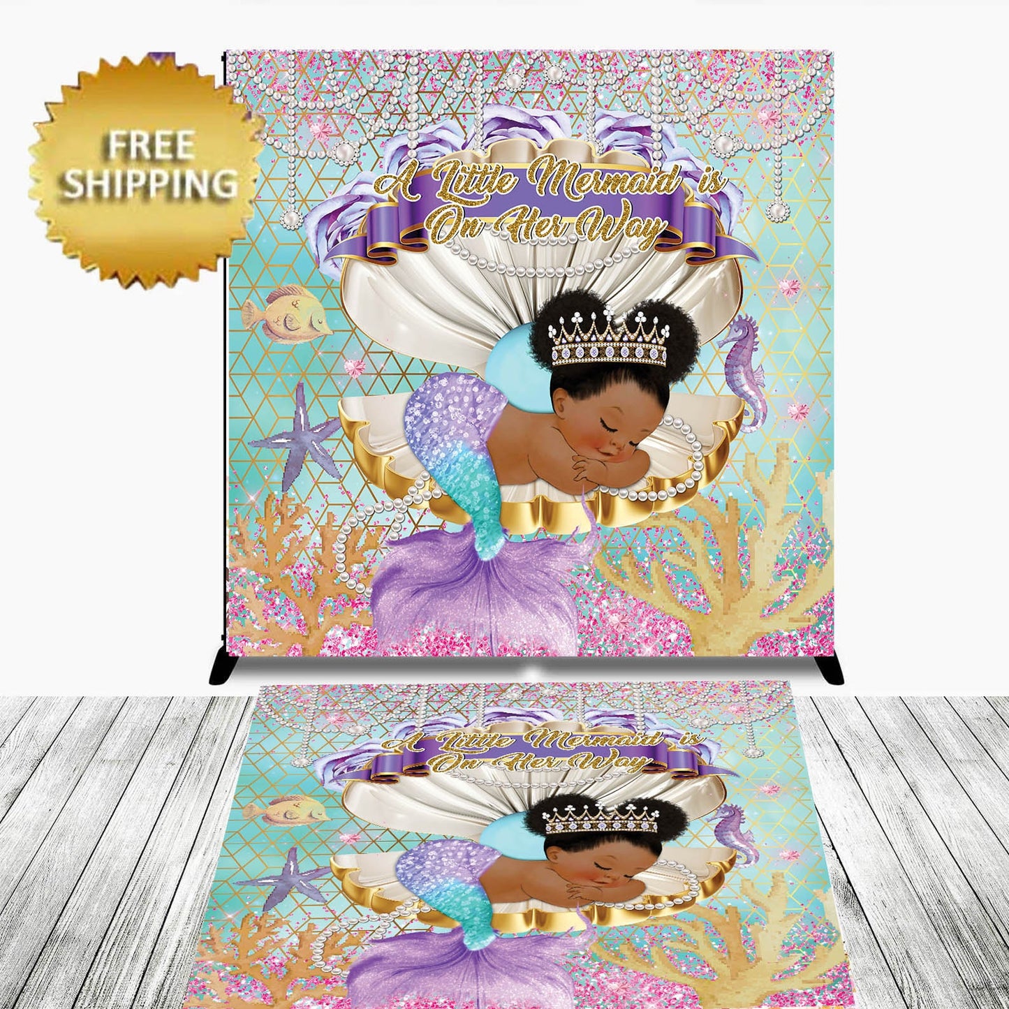 Floor Decal sticker, Removable sticker, Mermaid decal, Floor Sticker, Birthday backdrop, Birthday floor sticker, baby shower decal sticker