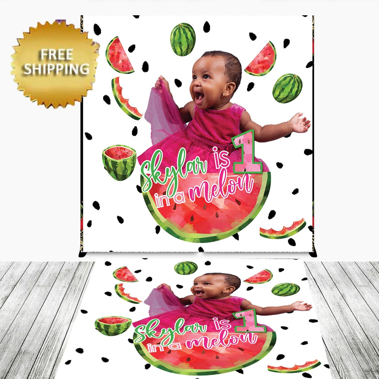 One in a Melon sticker, Removable sticker, Removable decal, Floor Sticker, Birthday Floor Decal, Birthday backdrop, one in a melon decal