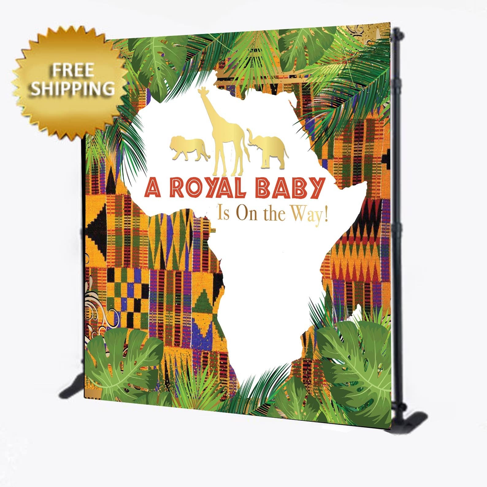 Royal Baby Backdrop, Royal baby step and repeat, Royalty backdrop, african backdrop, african print step and repeat, roayl baby shower banner