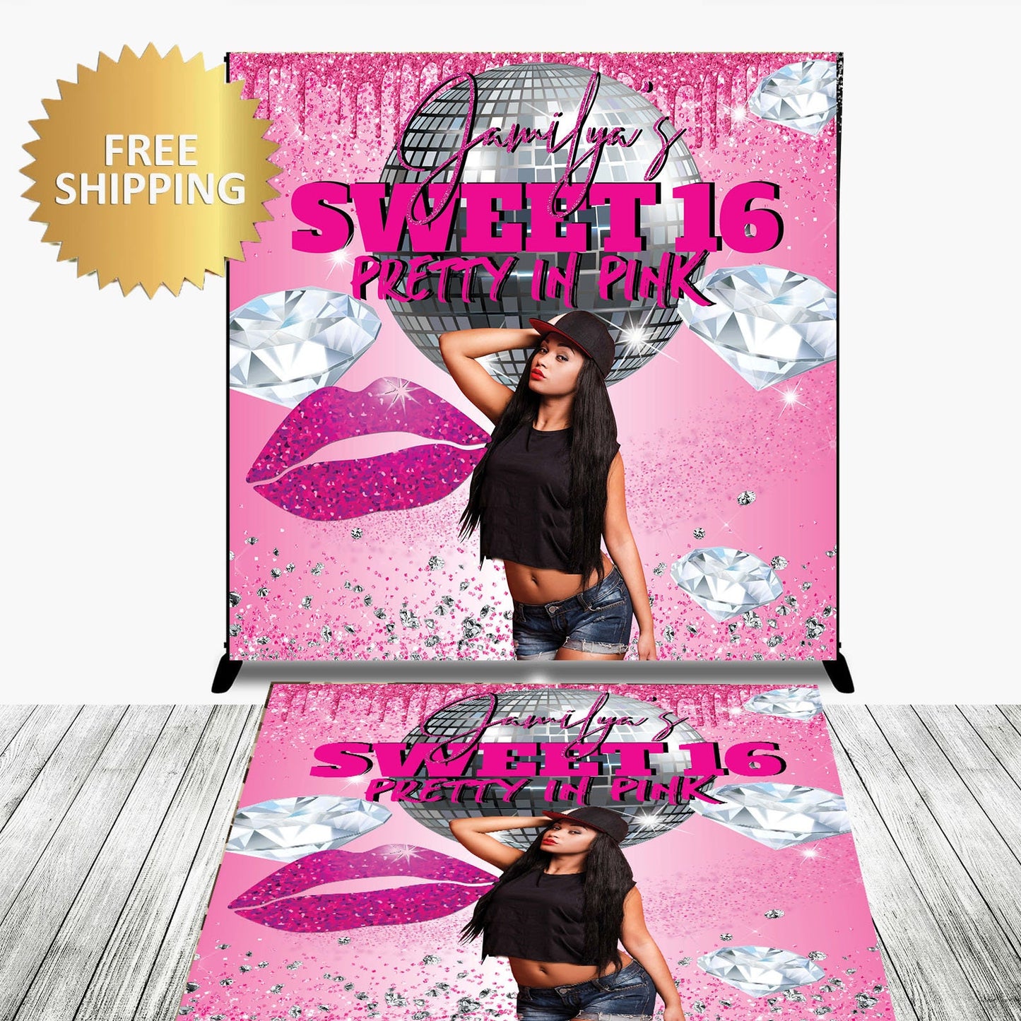 Floor Decal sticker, Removable sticker, Removable vinyl sticker, Floor Sticker, Sweet 16 decal, Birthday step and Repeat, Sneaker ball