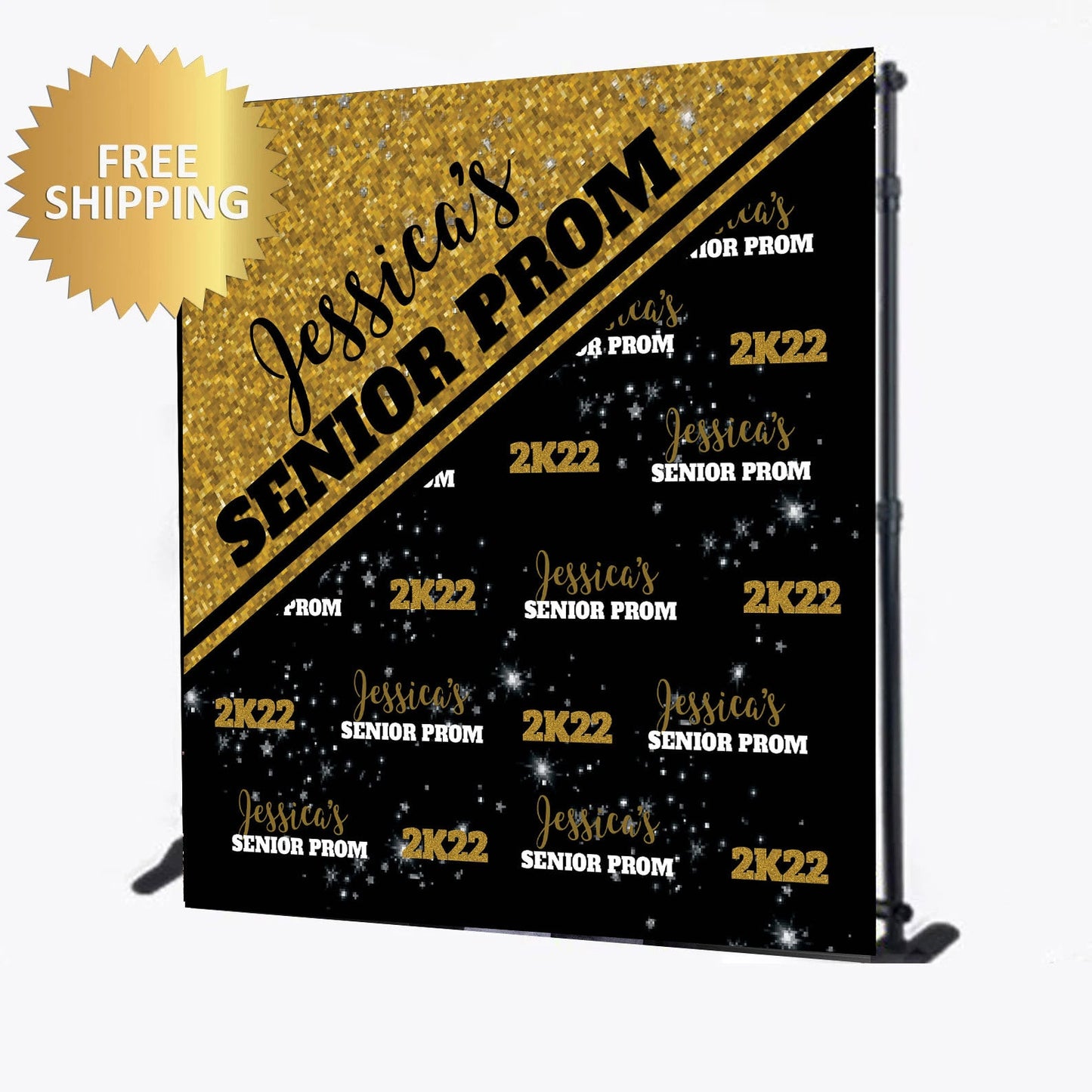 Prom Step and Repeat, Prom backdrop, Prom Step and Repeat, Birthday Step and Repeat, red carpet, Printable, Prom banner, black gold prom