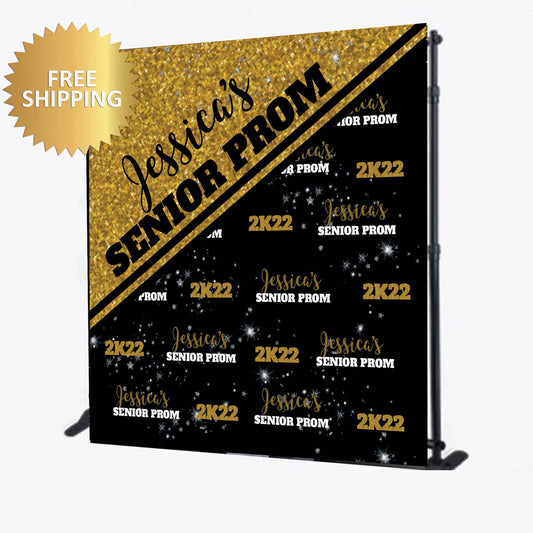 Prom Step and Repeat, Prom backdrop, Prom Step and Repeat, Birthday Step and Repeat, red carpet, Printable, Prom banner, black gold prom