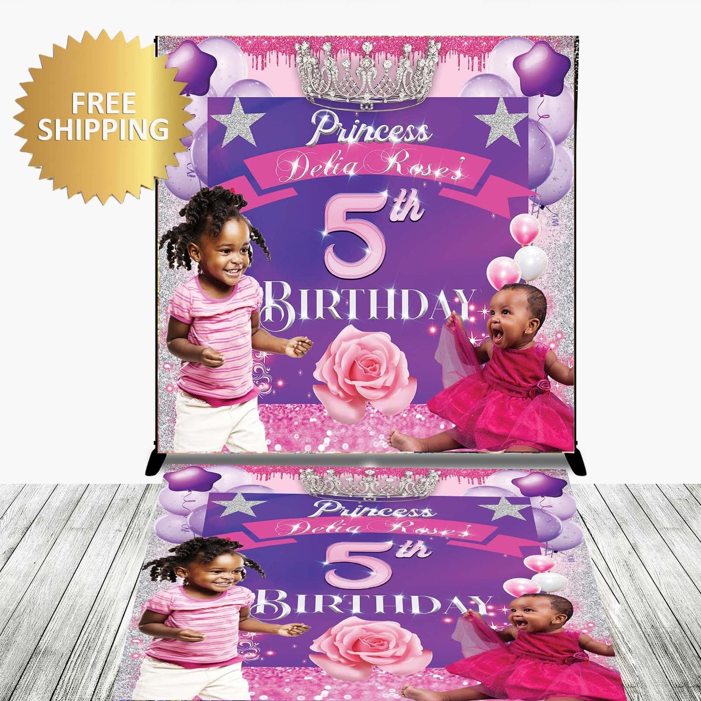 Custom Floor Decal sticker, 5th birthday backdrop decal, Floor Sticker, Birthday backdrop, Birthday floor sticker, princess decal