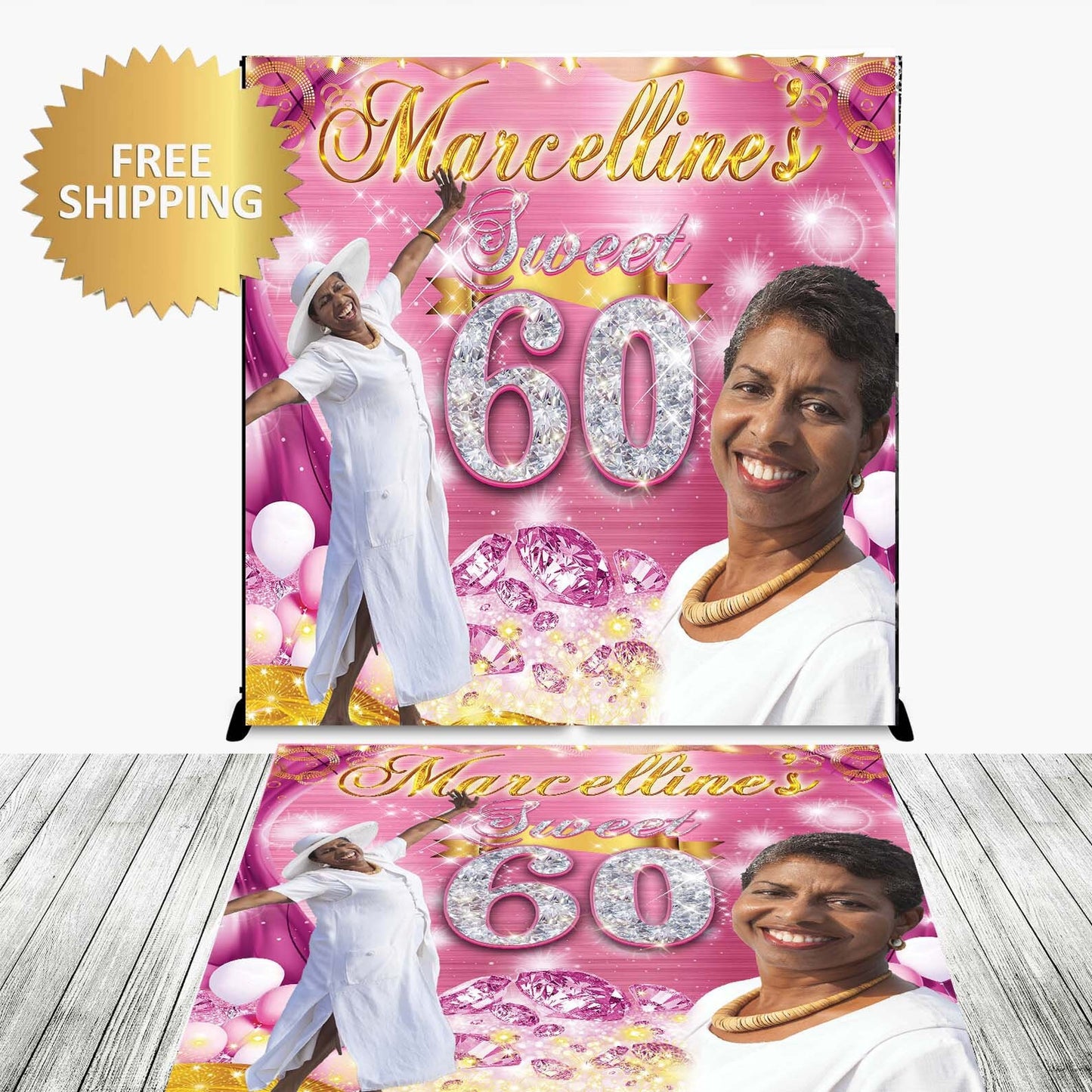 Floor Decal sticker, Removable sticker, Removable vinyl sticker,Floor Sticker,Birthday backdrop, 60th birthday decal, 50th backdrop pink