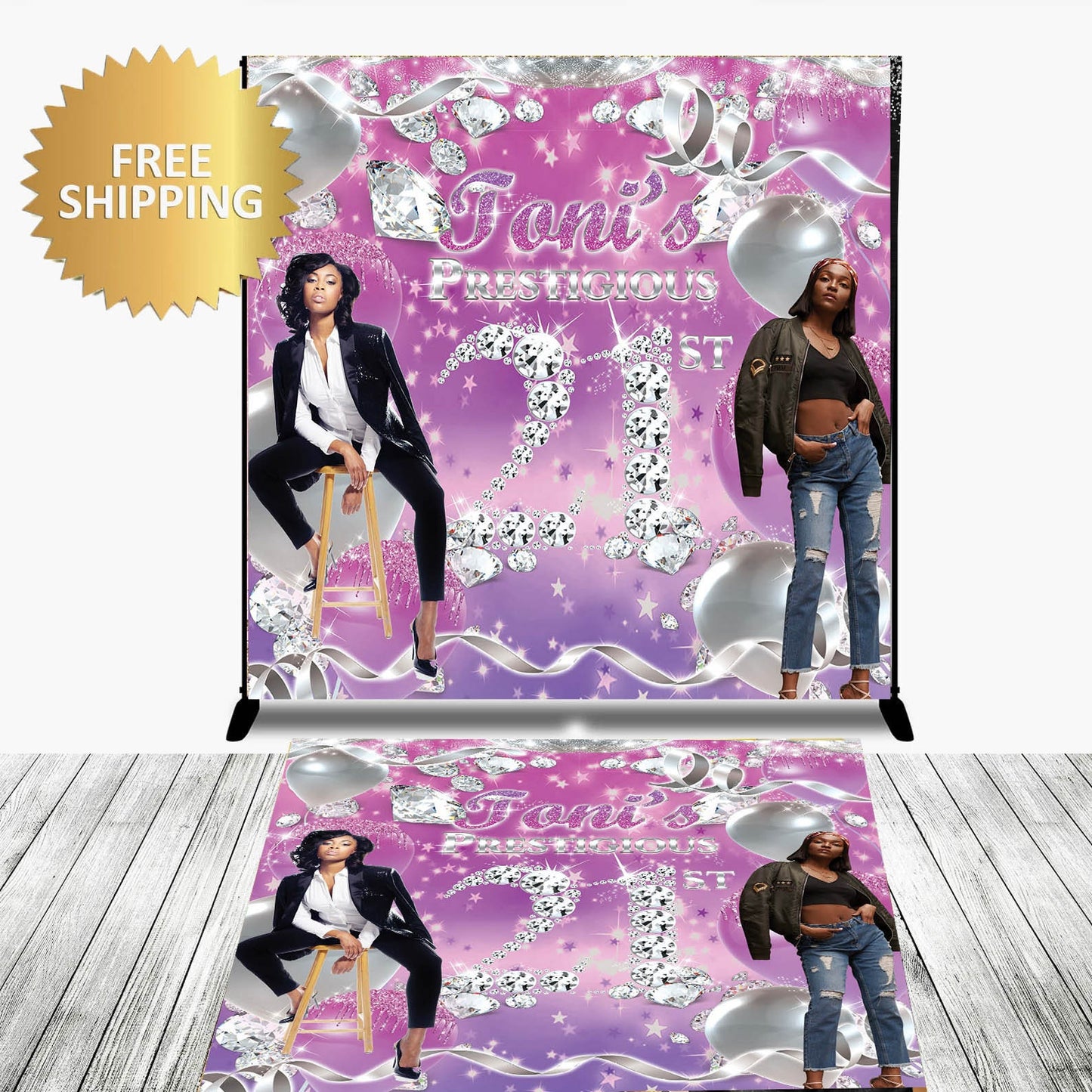 Floor Decal sticker, Removable sticker, Removable vinyl sticker, Floor Sticker, Birthday backdrop, 21 Birthday step and Repeat, Purple decal