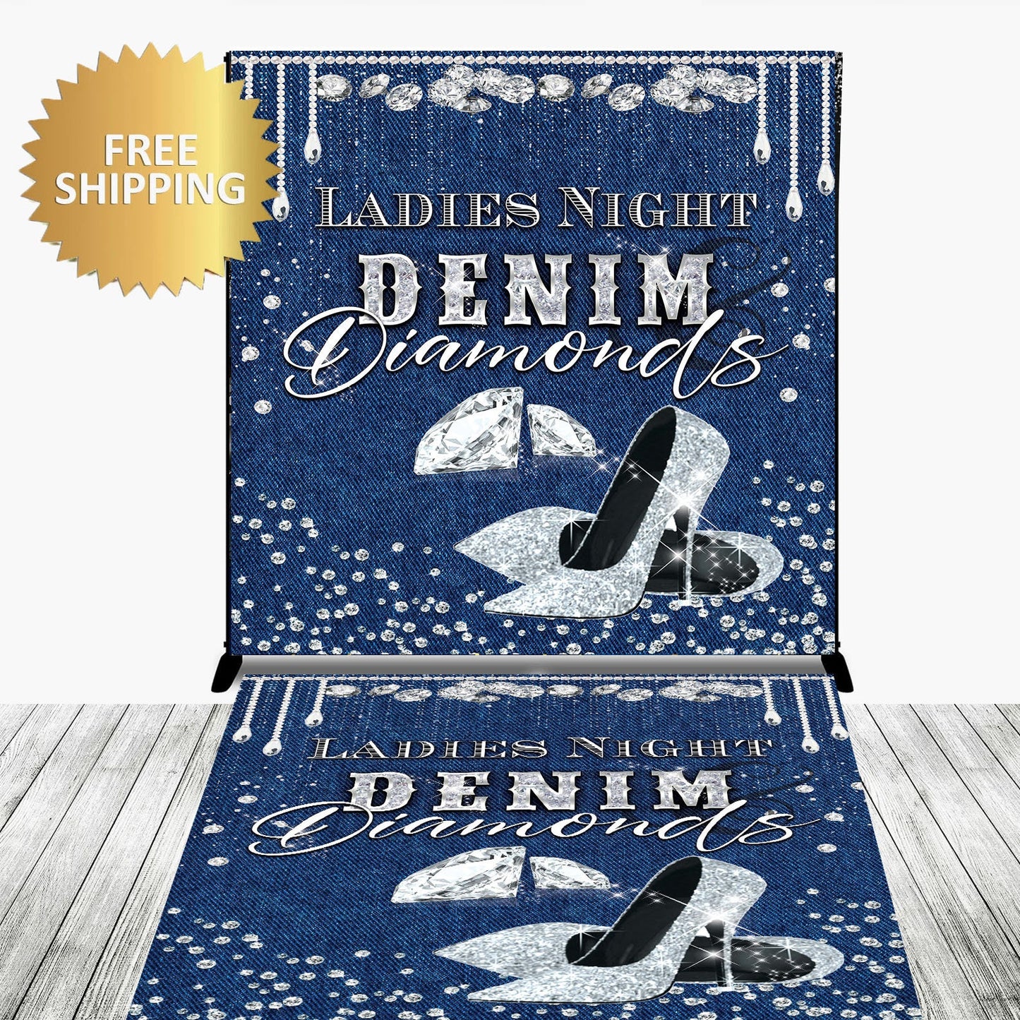 Floor Decal sticker, Removable sticker, 50th backdrop, 40th backdrop, vinyl sticker, Sticker, Birthday backdrop, Denim diamonds step Repeat