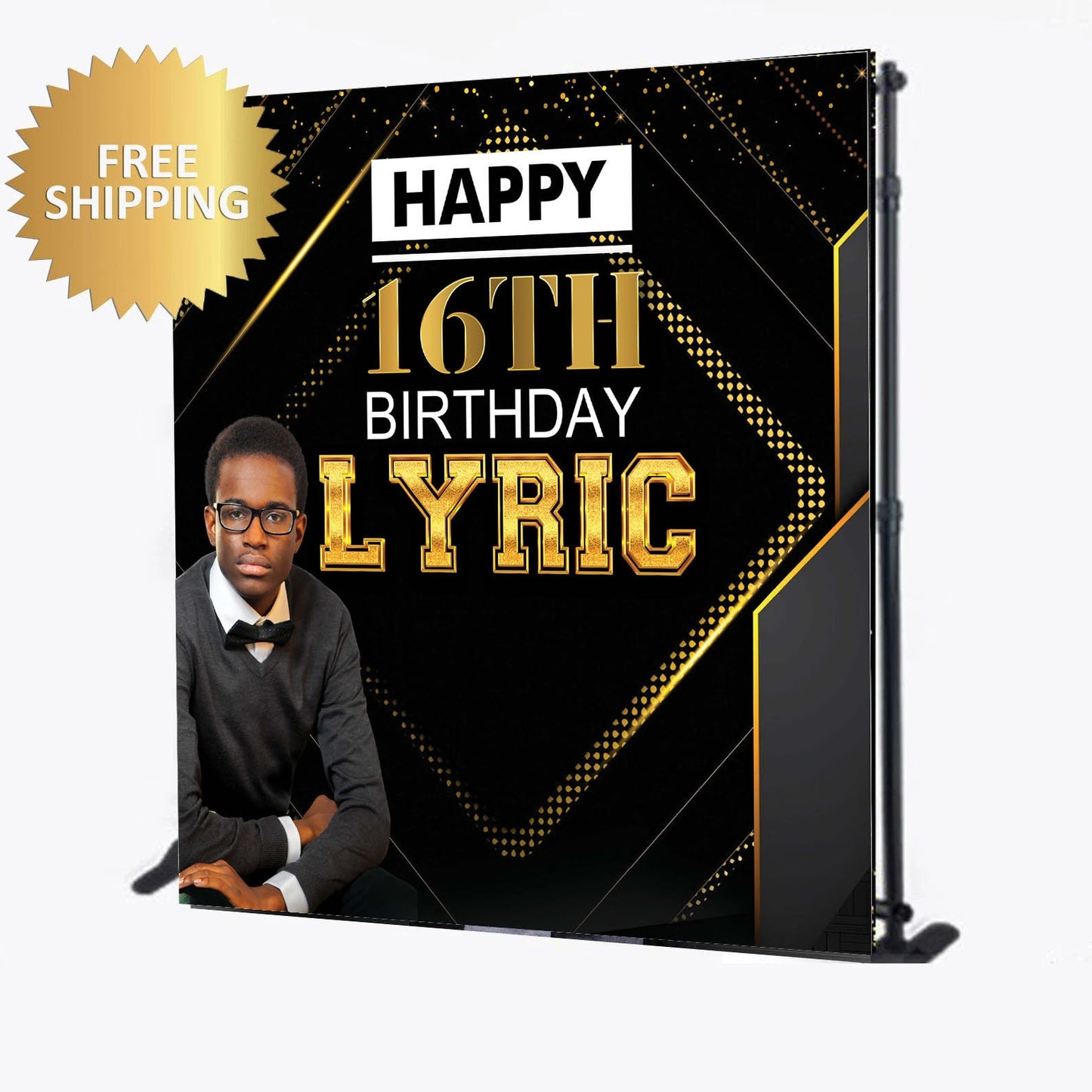 Swag 16 backdrop, Photo step and repeat, Black and Gold backdrop, Photo step and repeat, Prom backdrop, Sweet 16 backdrop, Prom step repeat
