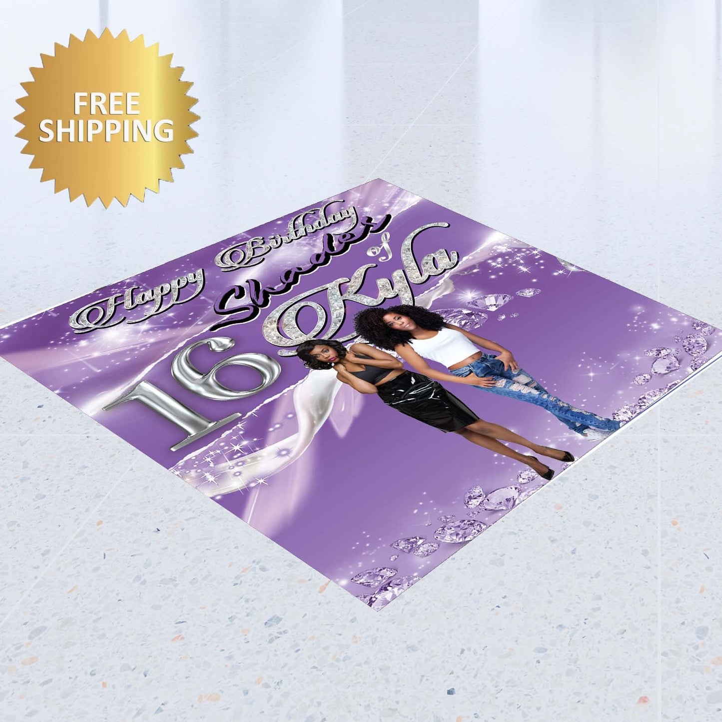 Sweet 16 decal,Floor Decal sticker,Removable vinyl sticker, Birthday Floor Sticker, Birthday backdrop, Sweet 16 step Repeat
