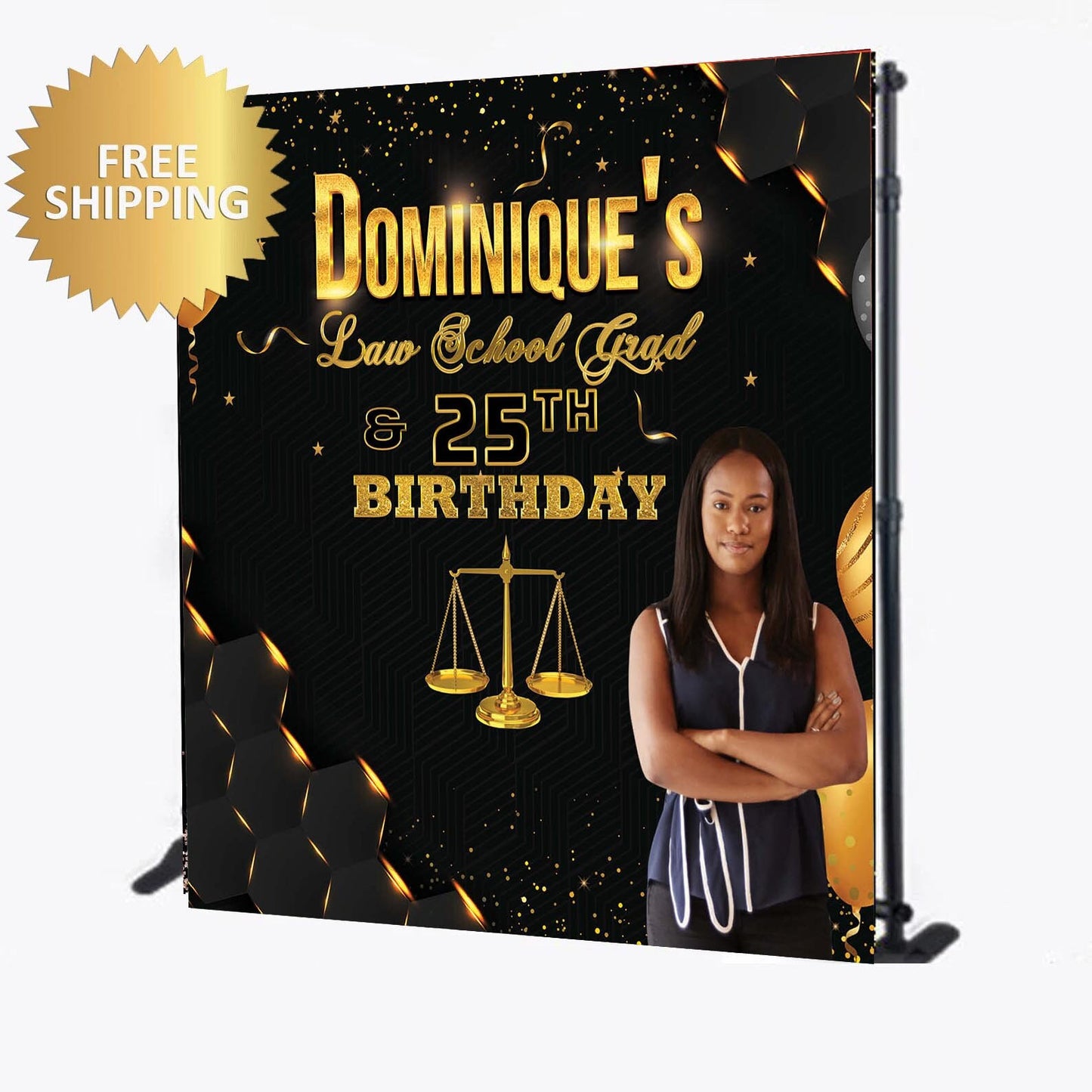 Graduation backdrop, Photo step and repeat, Birthday backdrop, Photo step and repeat, Prom backdrop, Black gold backdrop, Grad step repeat