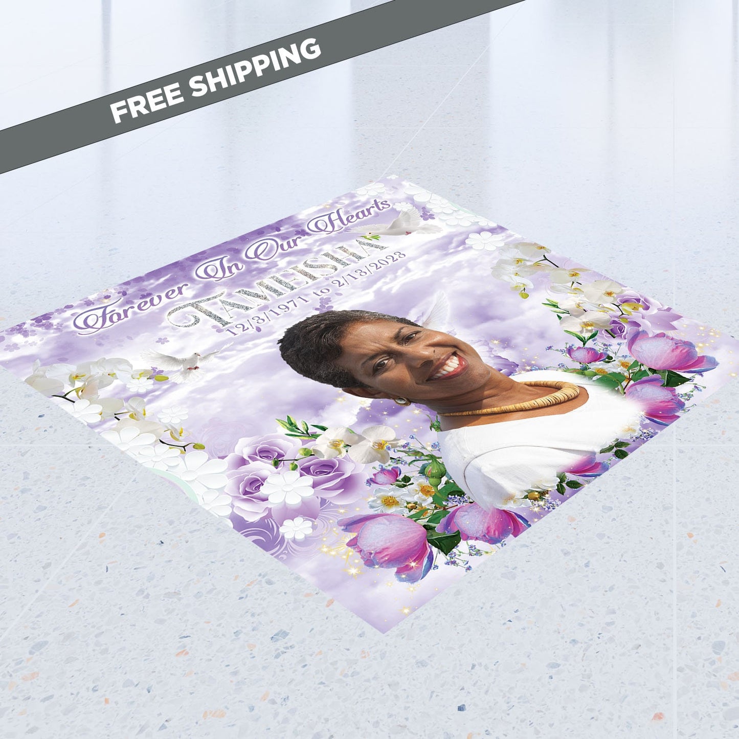 Memorial Decal, memorial adhesive sticker, Vinyl adhesive decal, Memorial blanket, Memorial backdrop, memorial step and repeat,funeral decal
