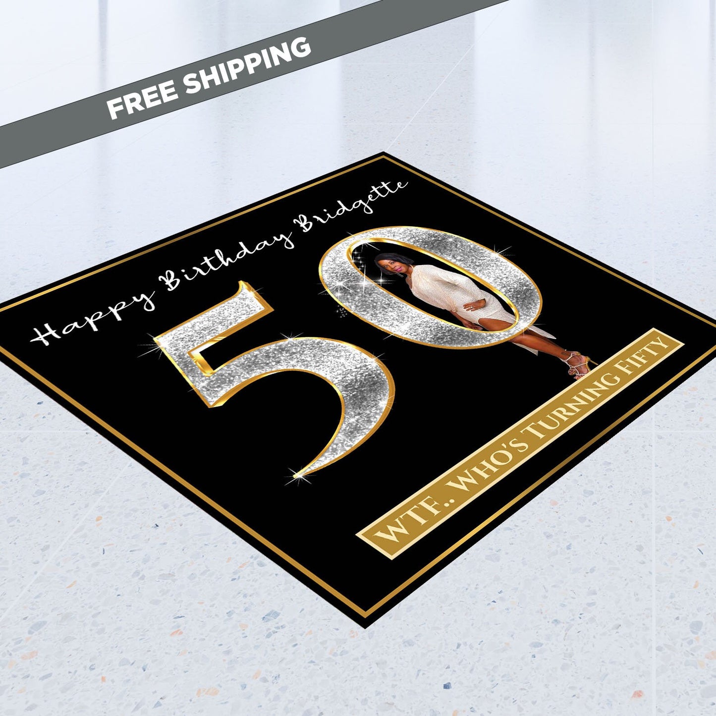 Floor Decal sticker, Removable sticker, Removable vinyl sticker, 50 and fabulous backdrop, Birthday backdrop, floor vinyl sticker