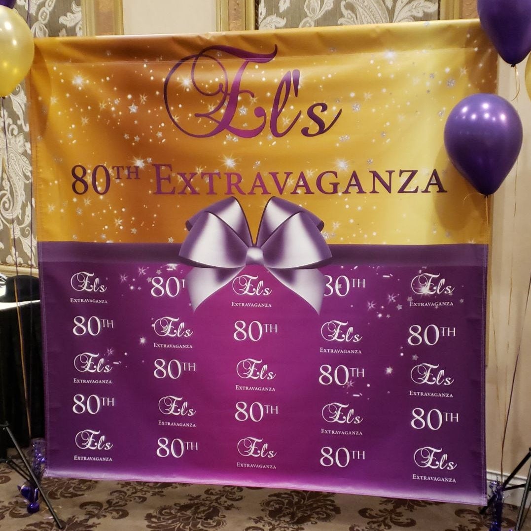 50th Fun Fabulous and Fierce Gold Custom Step and Repeat backdrop