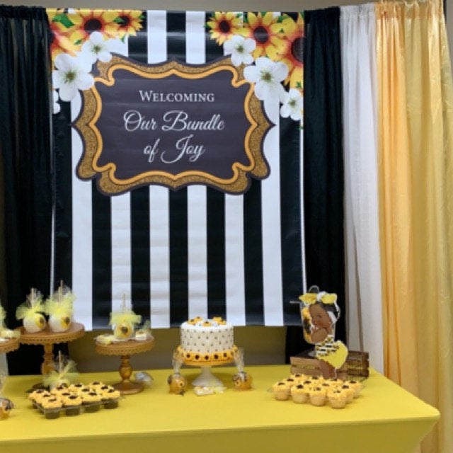 Sweet 16 Flowers and Stripes Custom Step and Repeat Backdrop