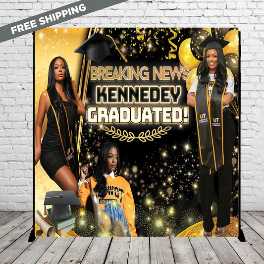 Graduation Step and Repeat, Class of 2023 Backdrop, blue gold backdrop, Graduation Backdrop, Custom Backdrop, photo backdrop, Prom Backdrop