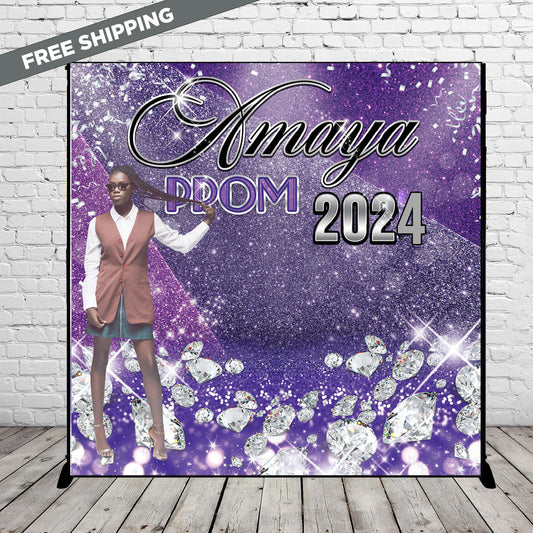 Prom Step and Repeat, Prom Send Off Backdrop, 2024 Prom Backdrop Purple