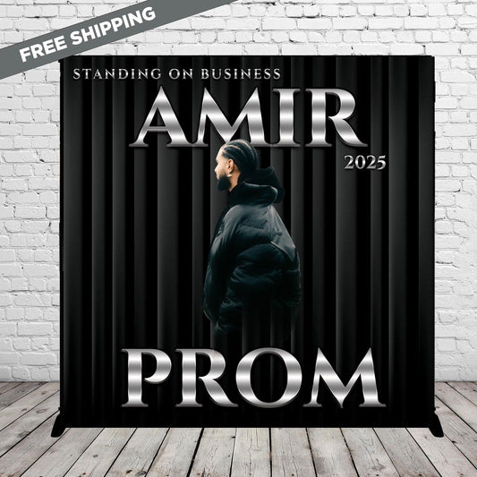 Prom Step and repeat, Prom Send Off, Black and Silver Backdrop, Prom