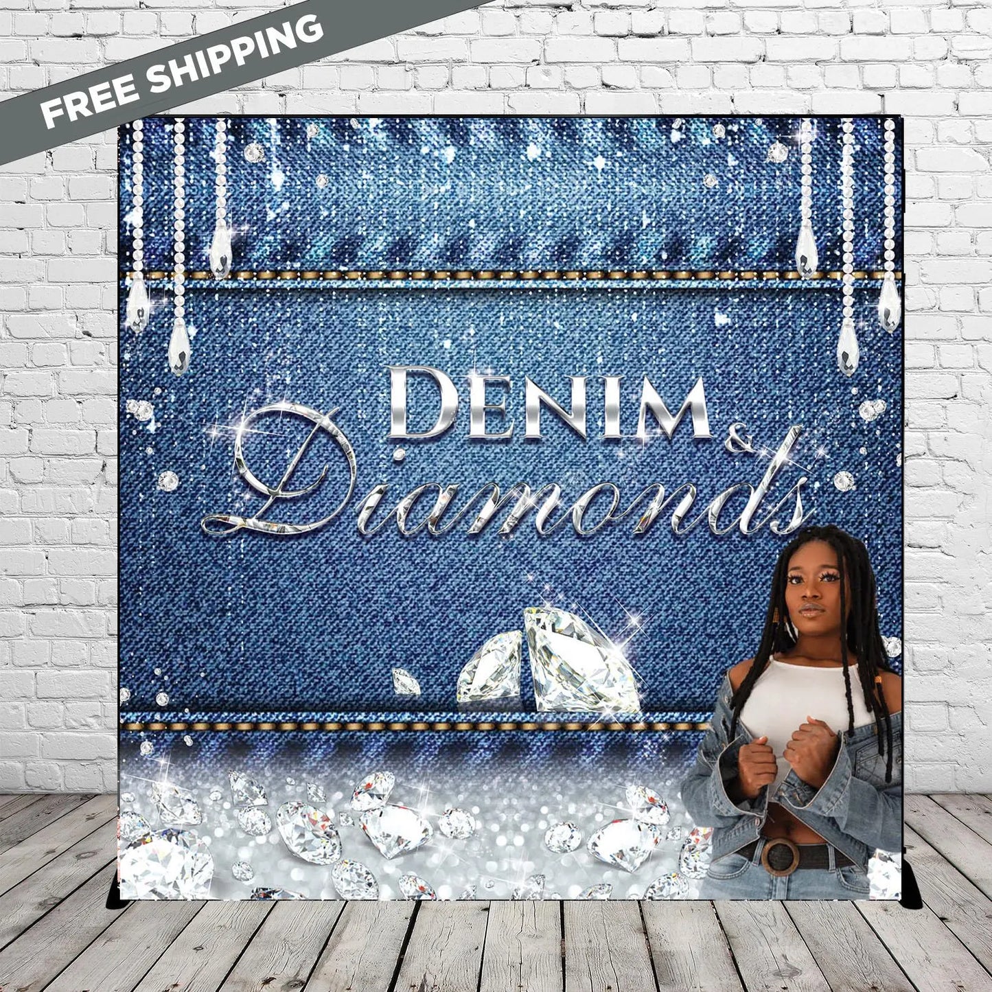 Prom Step and repeat, Denim and Diamonds Backdrop, Denim and Diamonds Step and Repeat