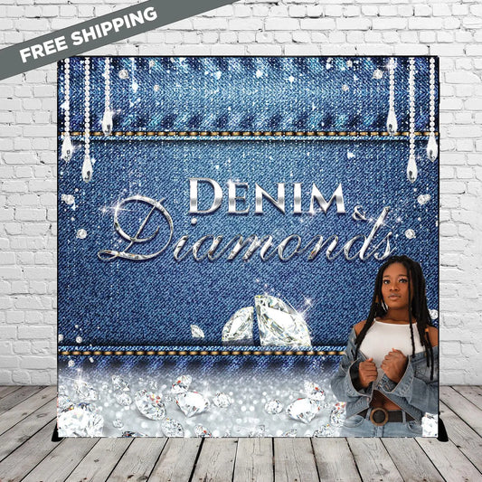Prom Step and repeat, Denim and Diamonds Backdrop, Denim and Diamonds Step and Repeat