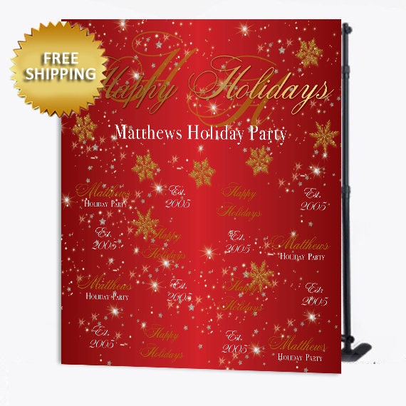 Happy Holidays backdrop, Christmas step and repeat backdrop, Holiday backdrop,Holiday Party Backdrop