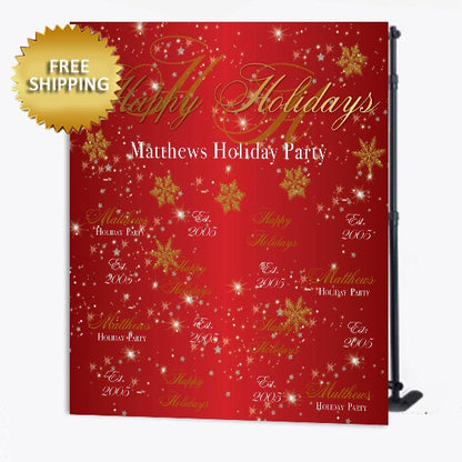 Happy Holidays backdrop, Christmas step and repeat backdrop, Holiday backdrop,Holiday Party Backdrop