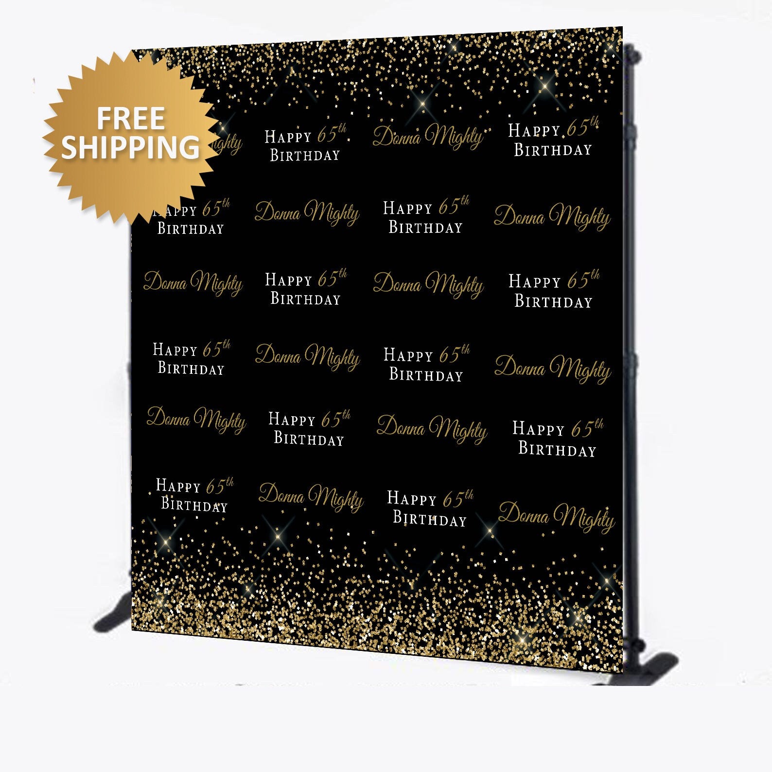 Black and Gold backdrop, Birthday Step and Repeat, 50th Backdrop,40th Birthday Step and Repeat,Gold and black backdrop, 8x8 custom backdrop