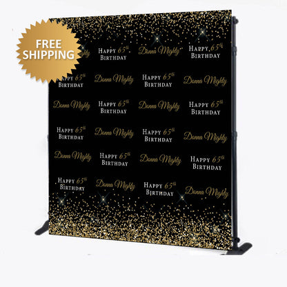 Black and Gold backdrop, Birthday Step and Repeat, 50th Backdrop,40th Birthday Step and Repeat,Gold and black backdrop, 8x8 custom backdrop