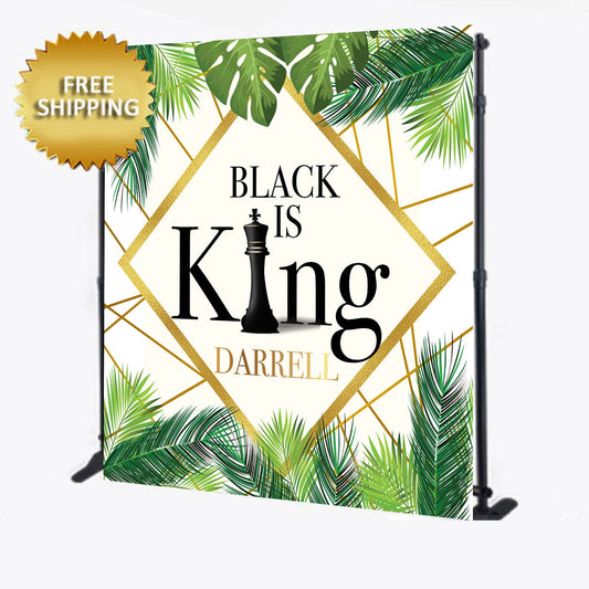 30th Birthday Backdrop, Black is King backdrop, Black is King Step and Repeat, 50th Birthday backdrop, Black and gold backdrop,Birthday sign