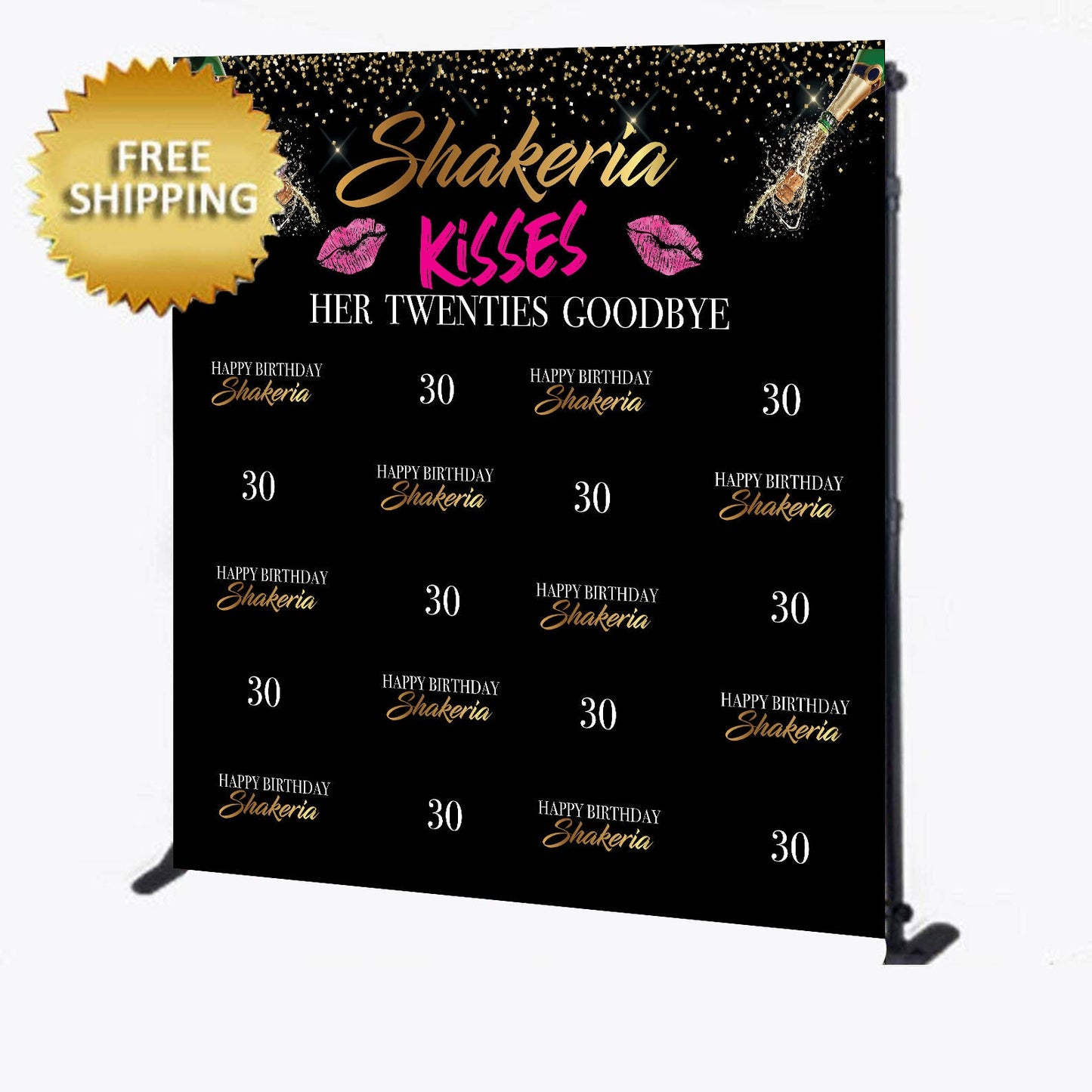 Dirty Thirty Backdrop, 30th Birthday backdrop, Hot pink Step and repeat, Birthday step and repeat, hot pink backdrop, custom photo backdrop