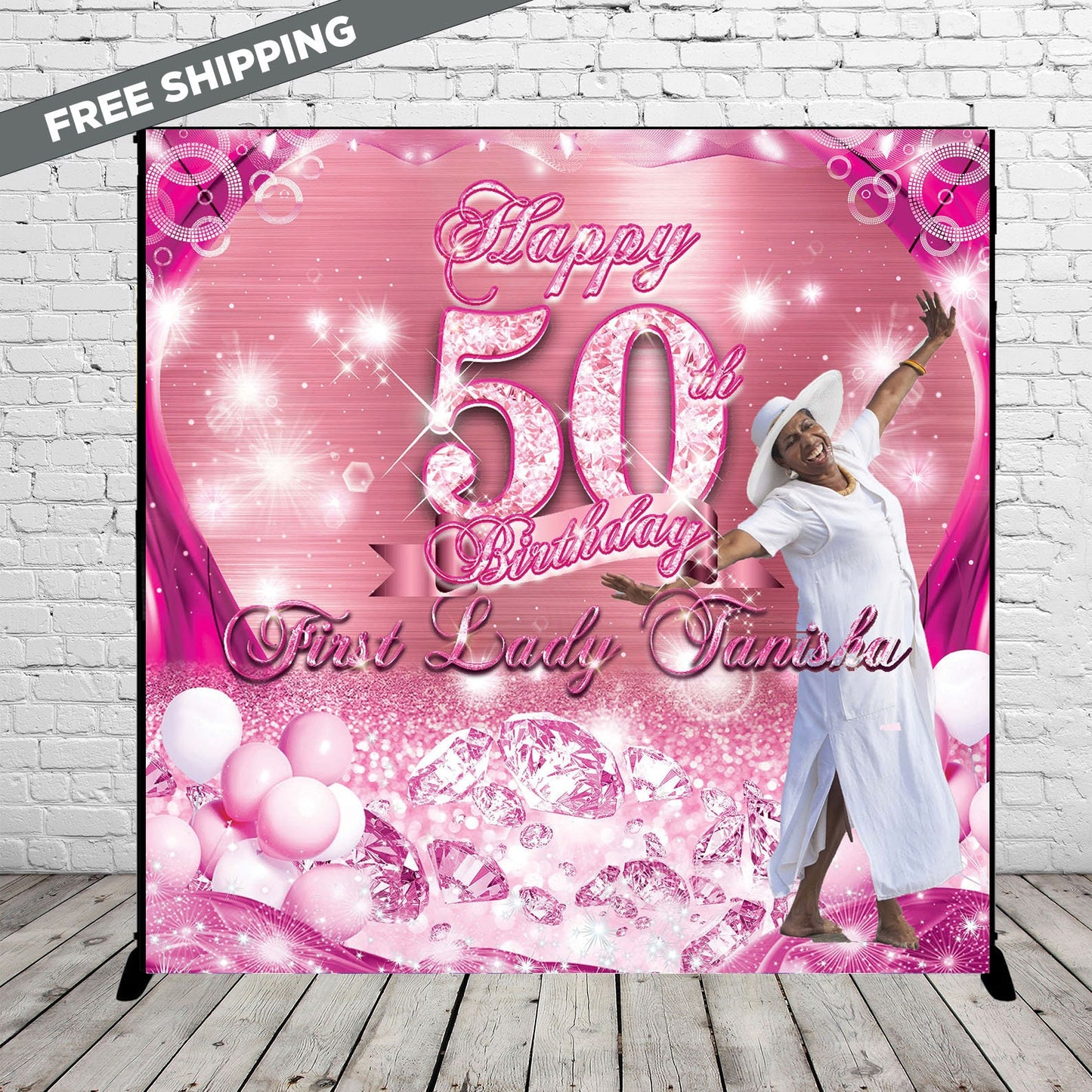 50th Birthday backdrop, Hot pink backdrop,70th Birthday Step and repeat , Black and gold Step and Repeat, Custom backdrop, Photo step repeat