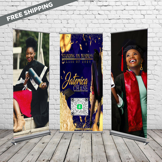 Graduation banner,Graduation backdrop, graduation welcome sign, Retractable banner,Custom retractable,Pop Up banner,3 Retractable Banner