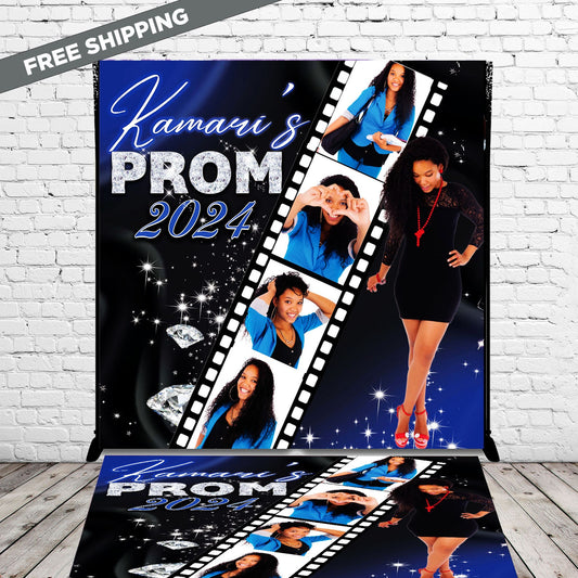 2024 Prom backdrop and decal, Backdrop Decal, photo backdrop, 2024 Graduation backdrop, adhesive sticker, sticker, prom decal, blue silver