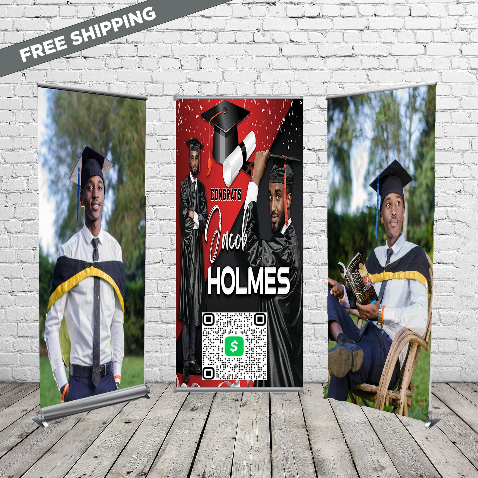 Graduation Ban Retractable banner, Pop Up banner,3 Retractable Banner, Graduation ban ...