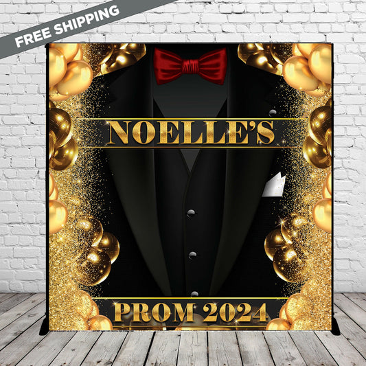 Prom tuxedo backdrop, Prom step and repeat, Photo step and repeat, Graduation backdrop, photo backdrop, red and gold step repeat, tuxedo