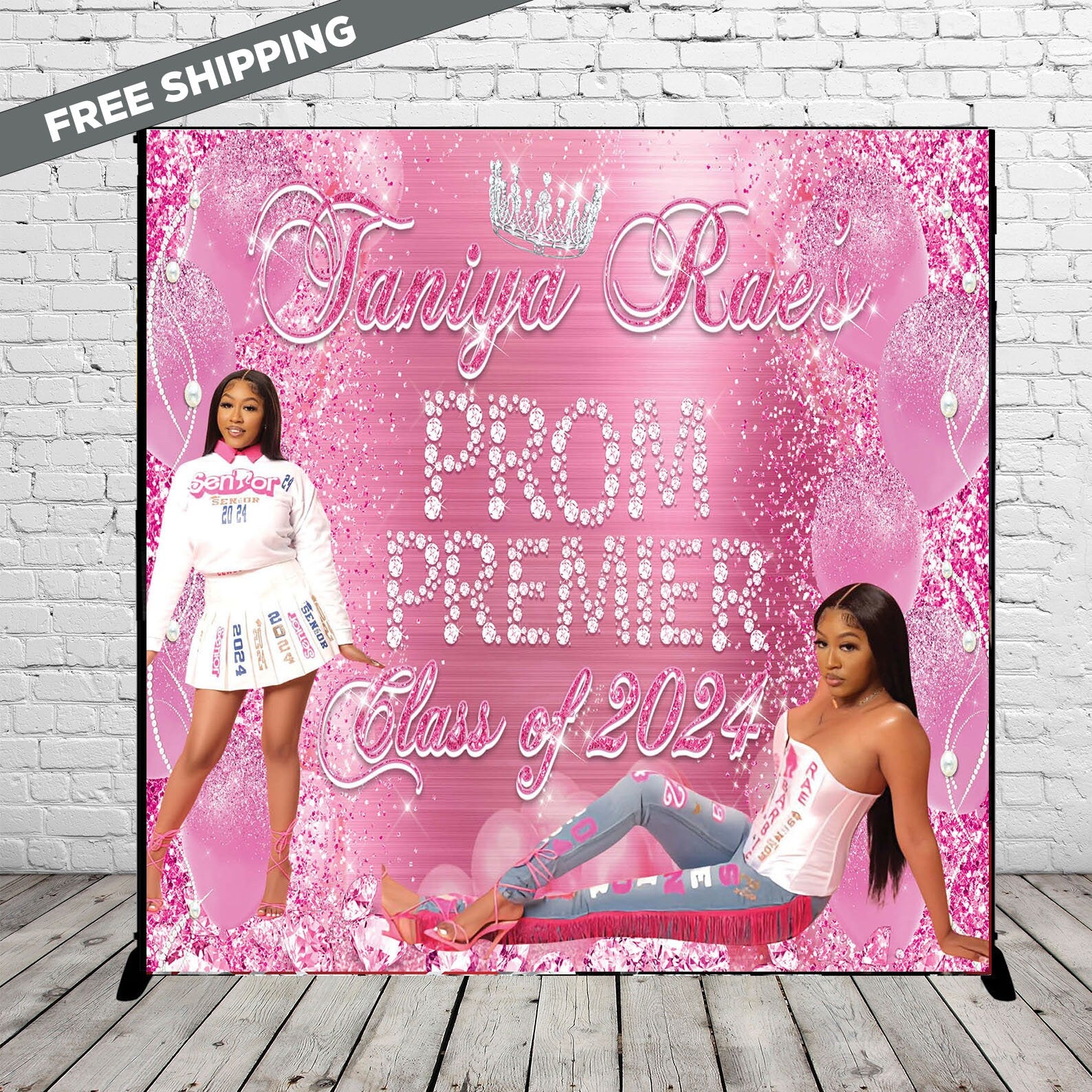 2024 Prom backdrop,Prom Banner, Prom Backdrop, Prom Step repeat, Photo backdrop, Prom send off, Custom backdrop,pink diamonds