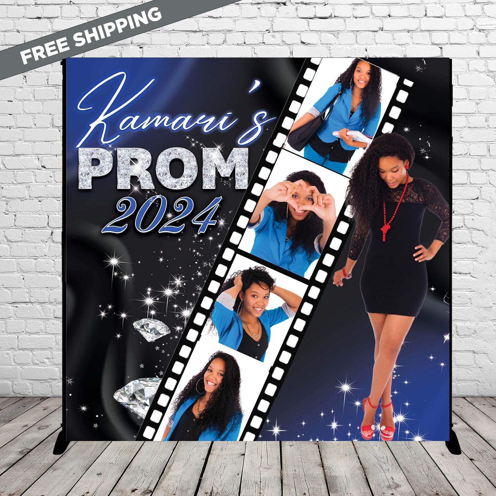 Prom step and repeat, Prom backdrop, blue and silver, Photo step and r ...