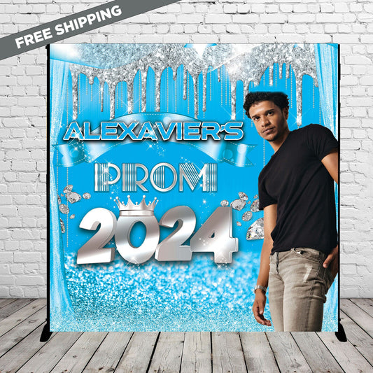 Prom backdrop, Blue asilver banner, Prom step and repeat, Photo step and repeat, Graduation backdrop, photo backdrop, Grad step and repeat