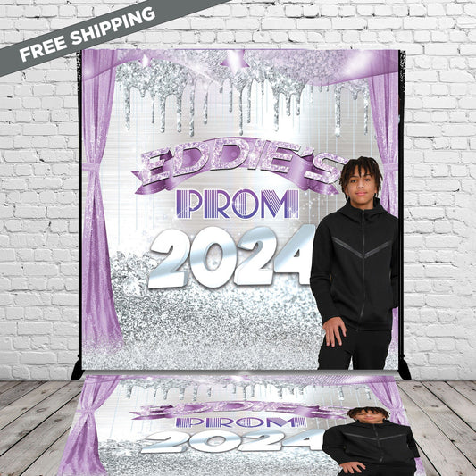 2024 Prom backdrop decal bundle, Backdrop Decal bundle, photo backdrop, 2024 Graduation backdrop, adhesive sticker, purple and silver bundle