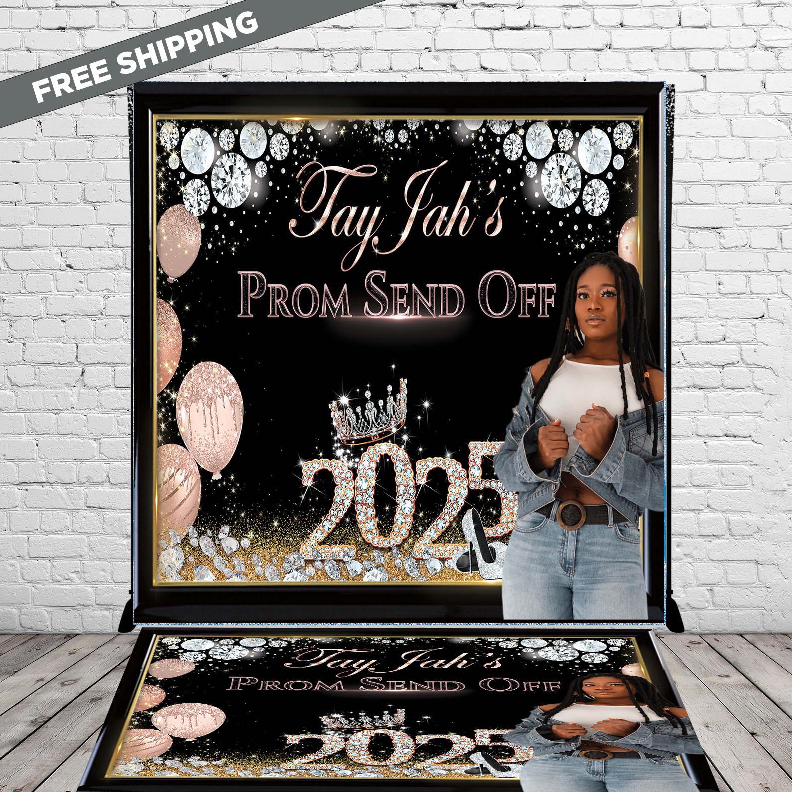 Prom send off, Prom Backdrop and Decal,Prom Step and Repeat, black ros ...